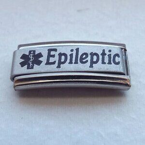 Epileptic medical alert sign 9mm laser Italian charm bracelet super link new